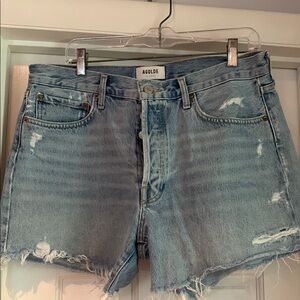 AGOLDE Women's Distressed Denim Shorts - Blue